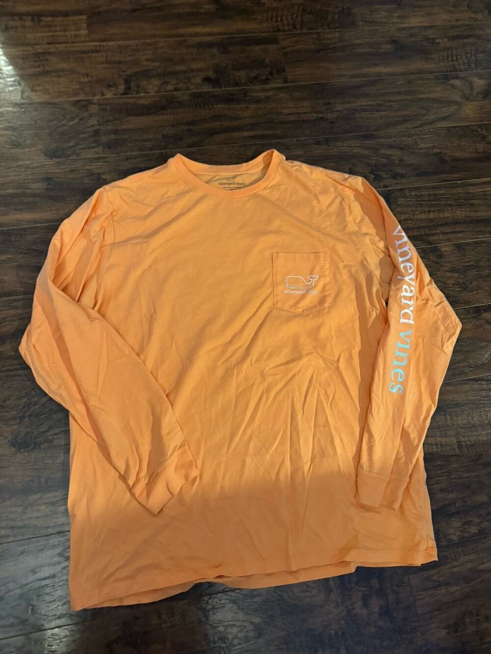 Vineyard Vines Long Sleeve Whale T-Shirt Mens XXL Orange Graphic Pocket Tee